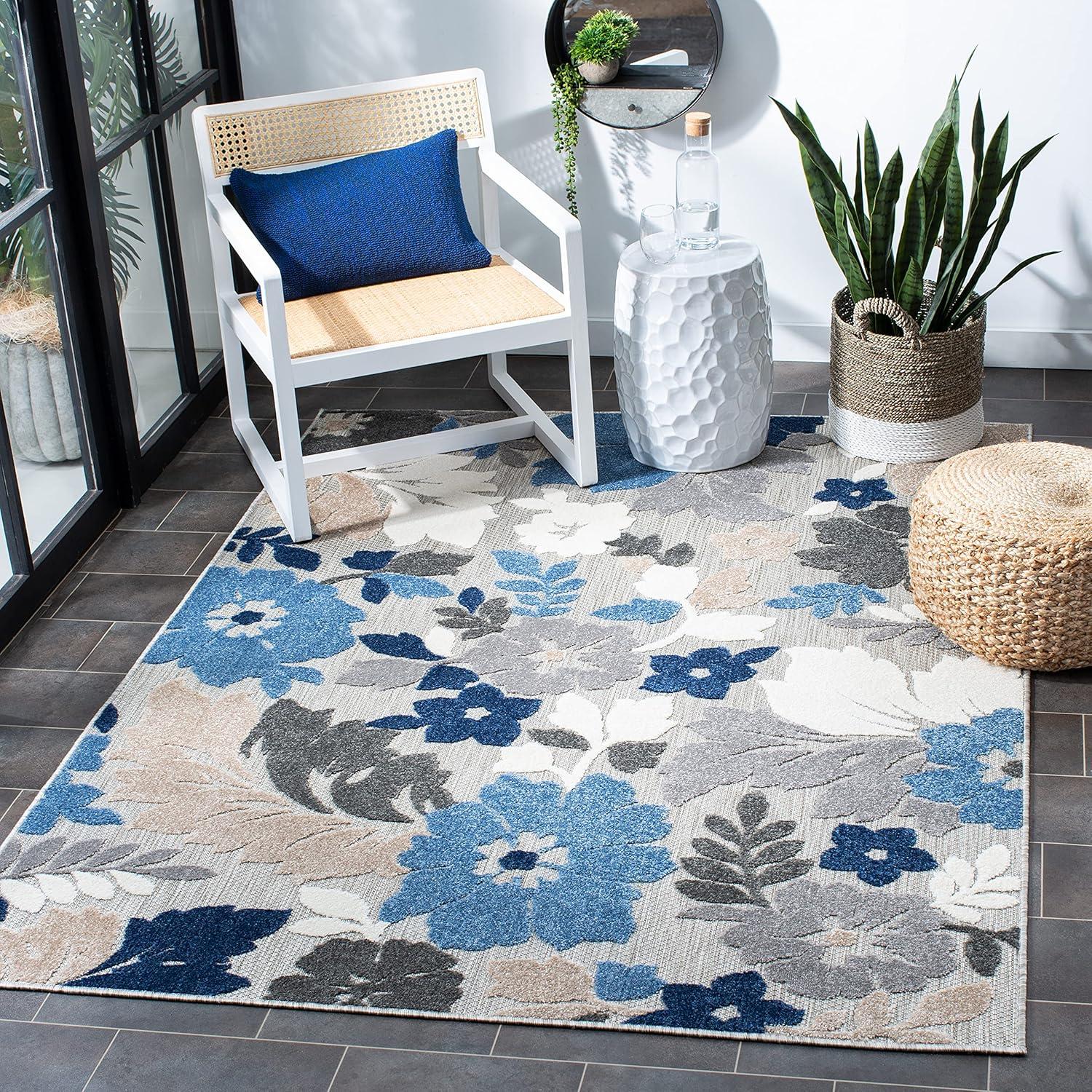 image:imageSAFAVIEH Washable Rug Outdoor Cabana Collection 45 x 65 Ivory amp Orange NonShedding amp Easy to Clean Ideal for Patio Backyard Mudroom CBN308AGreyBlue
