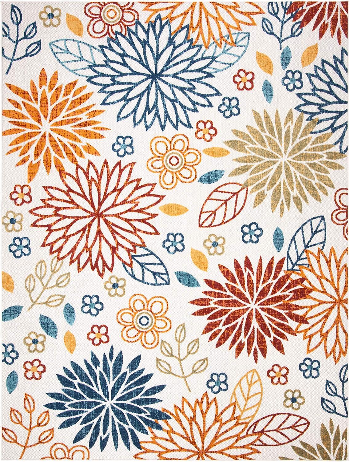 image:imageSAFAVIEH Washable Rug Outdoor Cabana Collection 67 Square Cream amp Red NonShedding amp Easy to Clean Ideal for Patio Backyard Mudroom CBN833ACremeRed