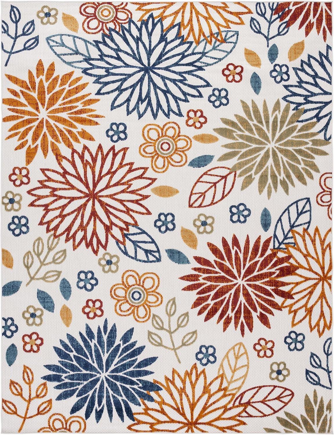 image:imageSAFAVIEH Washable Rug Outdoor Cabana Collection 67 Square Cream amp Red NonShedding amp Easy to Clean Ideal for Patio Backyard Mudroom CBN833ACremeRed