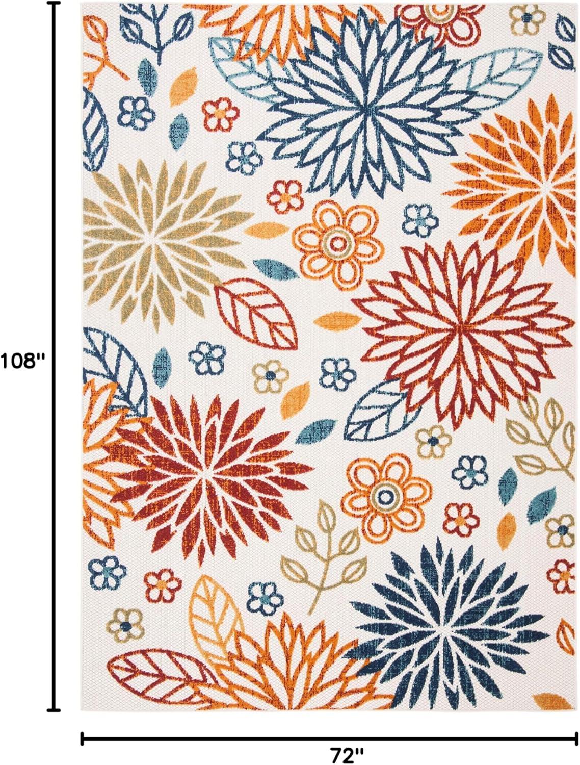 image:imageSAFAVIEH Washable Rug Outdoor Cabana Collection 67 Square Cream amp Red NonShedding amp Easy to Clean Ideal for Patio Backyard Mudroom CBN833ACremeRed