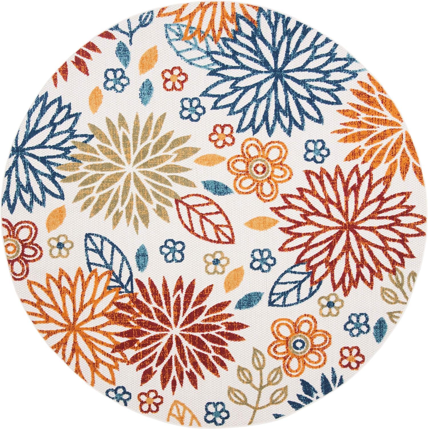 image:imageSAFAVIEH Washable Rug Outdoor Cabana Collection 67 Square Cream amp Red NonShedding amp Easy to Clean Ideal for Patio Backyard Mudroom CBN833ACremeRed
