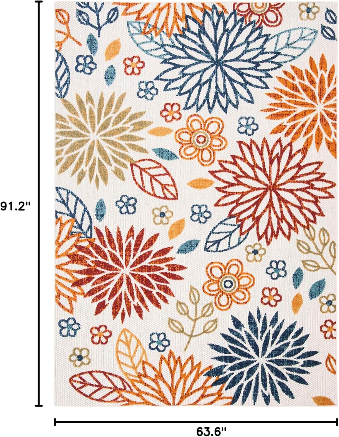 image:imageSAFAVIEH Washable Rug Outdoor Cabana Collection 67 Square Cream amp Red NonShedding amp Easy to Clean Ideal for Patio Backyard Mudroom CBN833ACremeRed