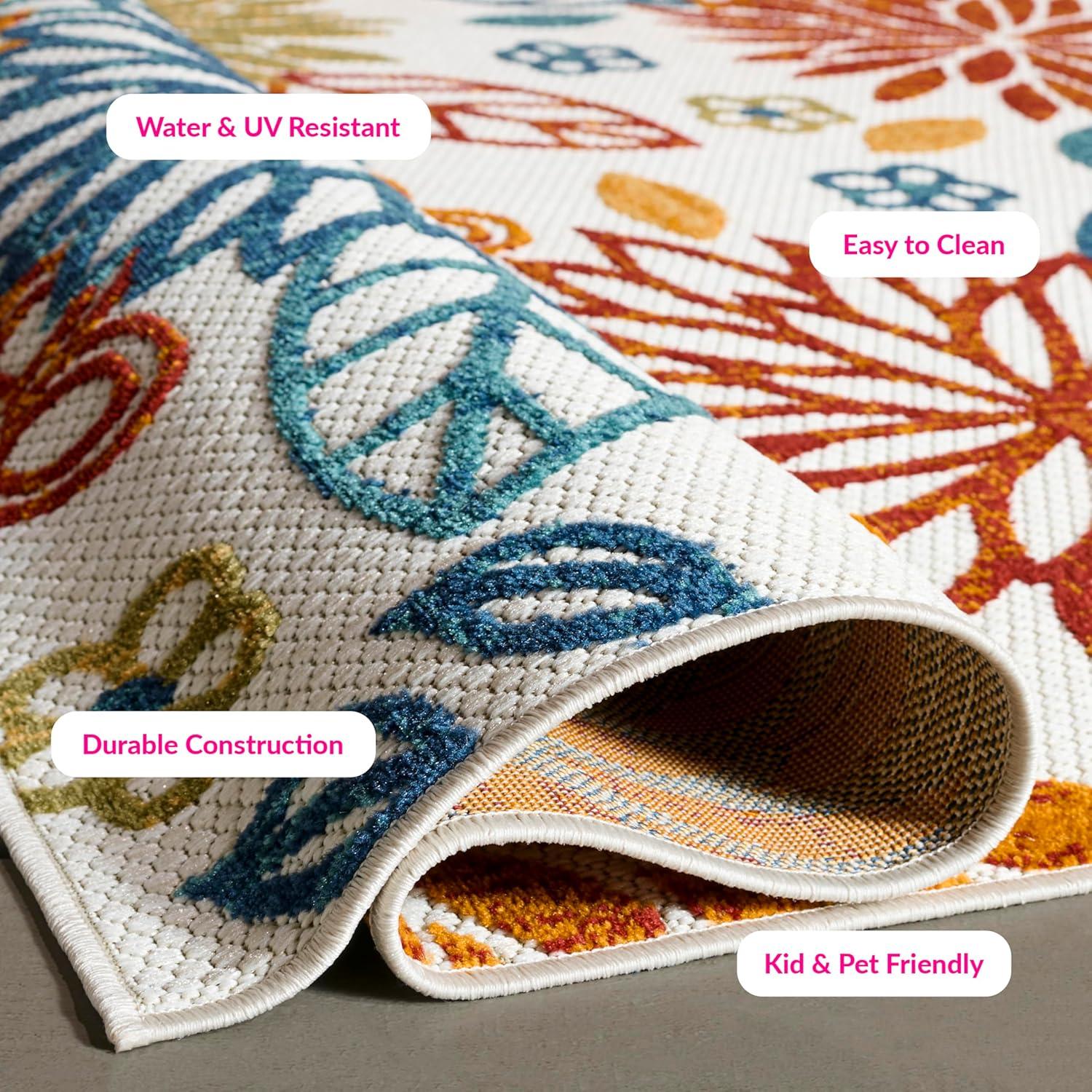 image:imageSAFAVIEH Washable Rug Outdoor Cabana Collection 67 Square Cream amp Red NonShedding amp Easy to Clean Ideal for Patio Backyard Mudroom CBN833ACremeRed