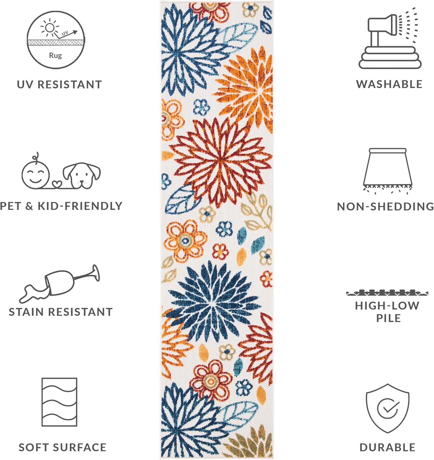 image:imageSAFAVIEH Washable Rug Outdoor Cabana Collection 67 Square Cream amp Red NonShedding amp Easy to Clean Ideal for Patio Backyard Mudroom CBN833ACremeRed