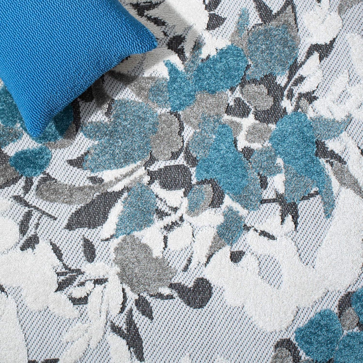 image:imageSAFAVIEH Washable Rug Outdoor Cabana Collection 8 x 10 Beige amp Blue NonShedding amp Easy to Clean Ideal for Patio Backyard Mudroom CBN674BBeigeBlue