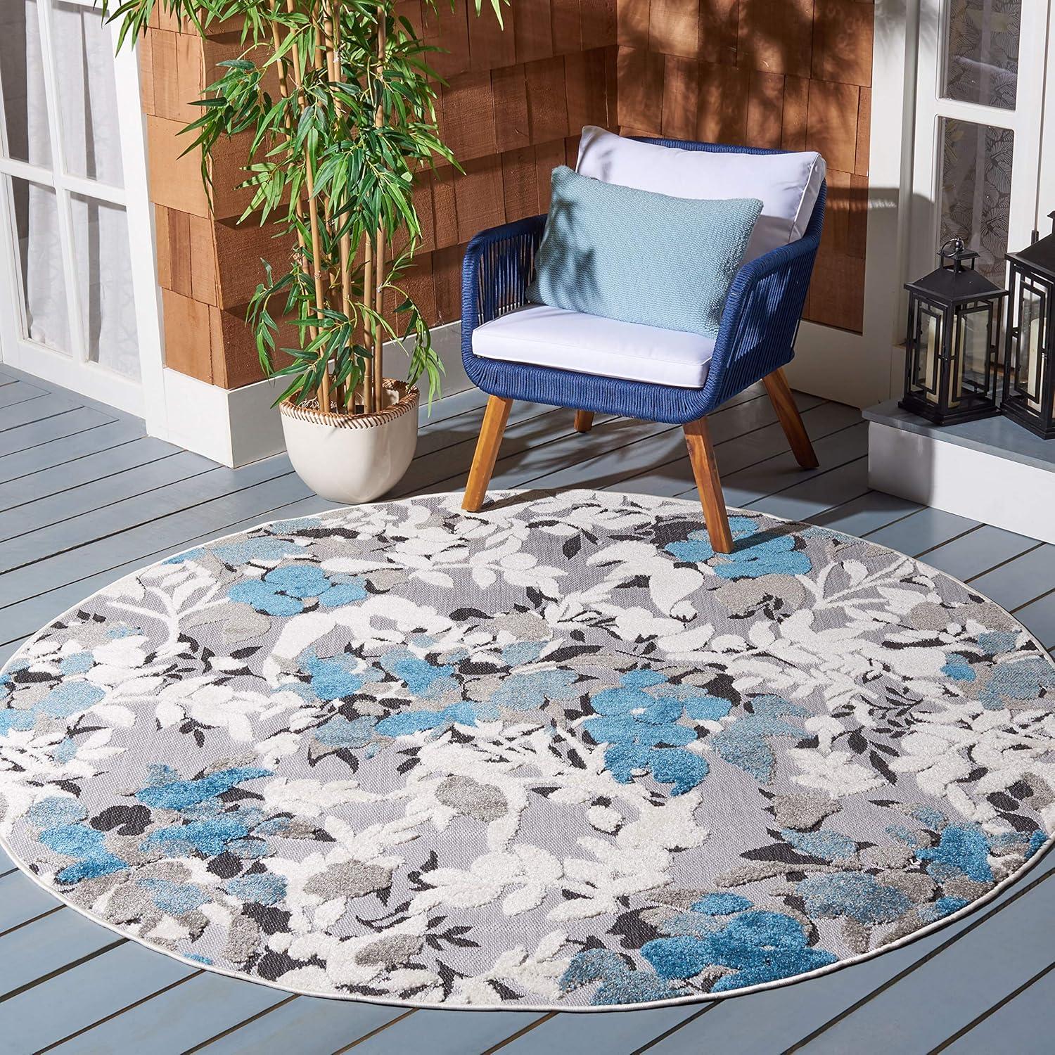 image:imageSAFAVIEH Washable Rug Outdoor Cabana Collection 8 x 10 Beige amp Blue NonShedding amp Easy to Clean Ideal for Patio Backyard Mudroom CBN674BBeigeBlue