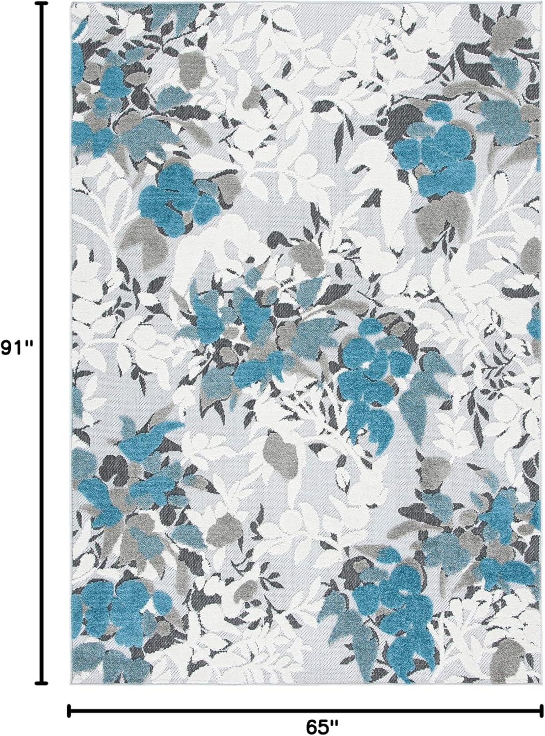 image:imageSAFAVIEH Washable Rug Outdoor Cabana Collection 8 x 10 Beige amp Blue NonShedding amp Easy to Clean Ideal for Patio Backyard Mudroom CBN674BBeigeBlue