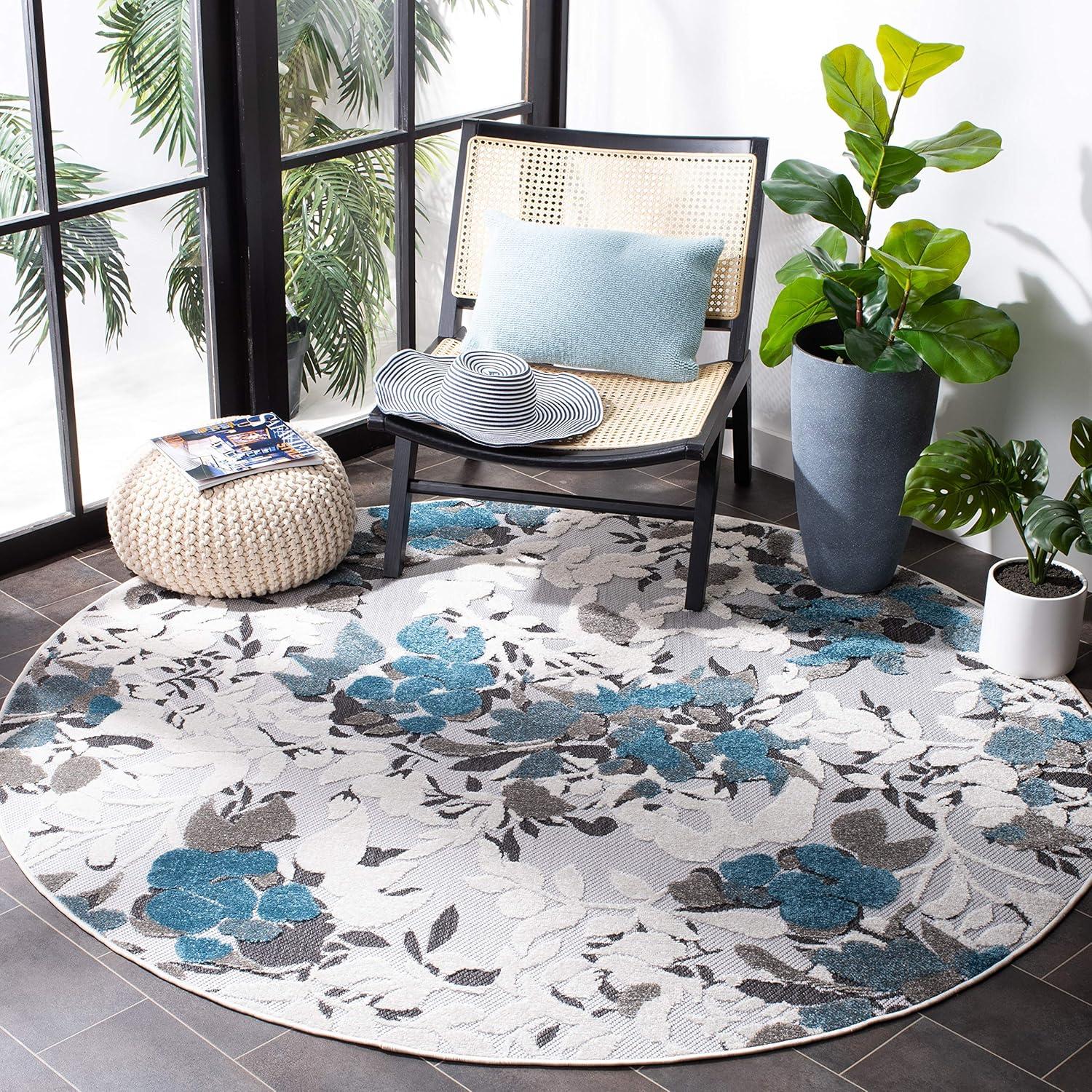 image:imageSAFAVIEH Washable Rug Outdoor Cabana Collection 8 x 10 Beige amp Blue NonShedding amp Easy to Clean Ideal for Patio Backyard Mudroom CBN674BBeigeBlue