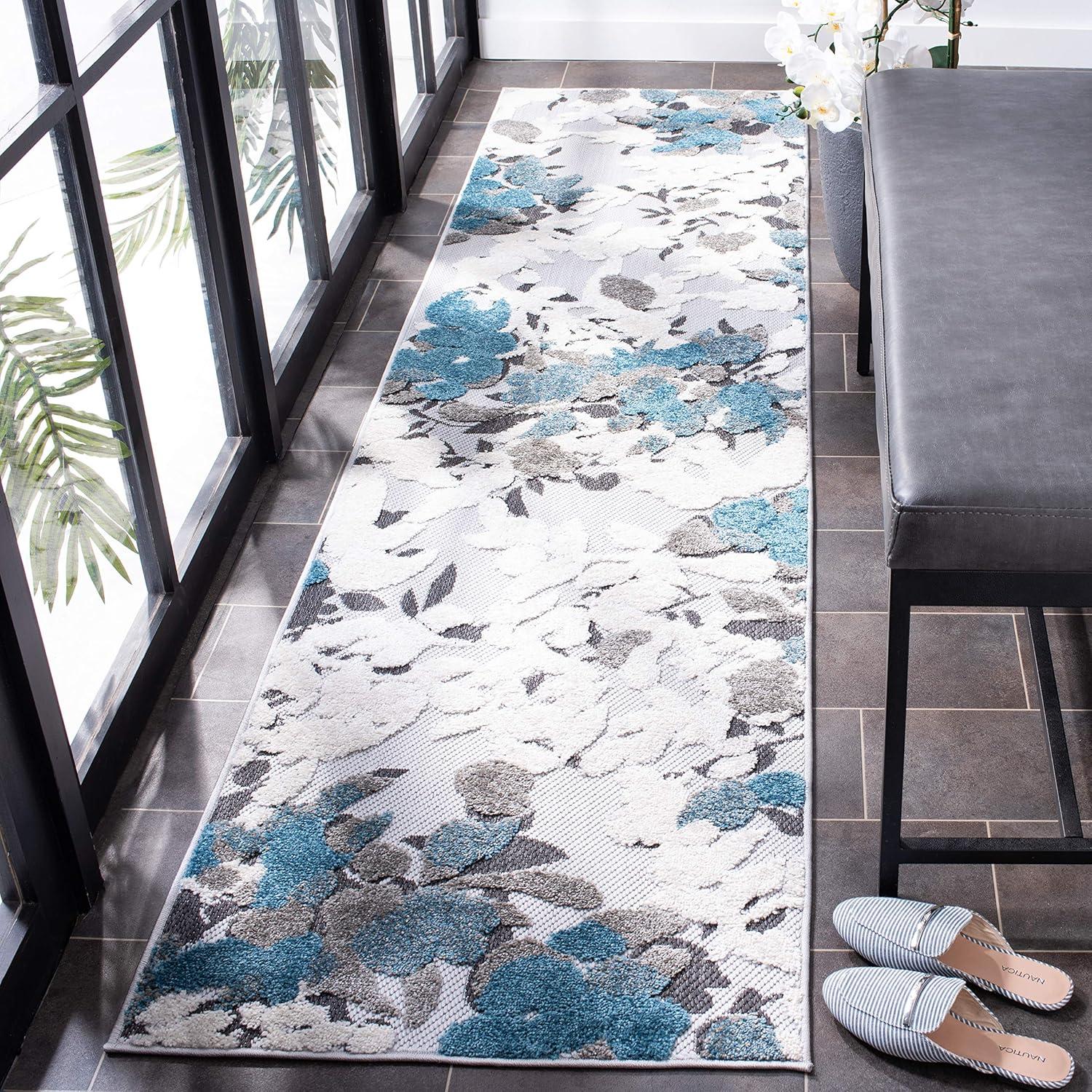 image:imageSAFAVIEH Washable Rug Outdoor Cabana Collection 8 x 10 Beige amp Blue NonShedding amp Easy to Clean Ideal for Patio Backyard Mudroom CBN674BBeigeBlue