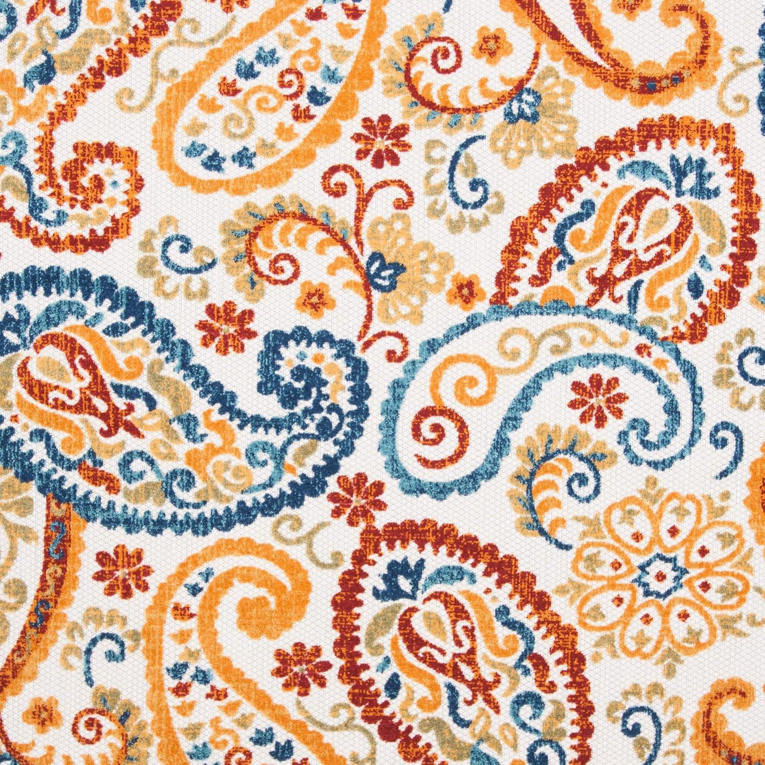 image:imageSAFAVIEH Washable Rug Outdoor Cabana Collection 8 x 10 Cream amp Navy NonShedding amp Easy to Clean Ideal for Patio Backyard Mudroom CBN887ACreamNavy