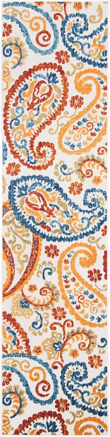 image:imageSAFAVIEH Washable Rug Outdoor Cabana Collection 8 x 10 Cream amp Navy NonShedding amp Easy to Clean Ideal for Patio Backyard Mudroom CBN887ACreamNavy