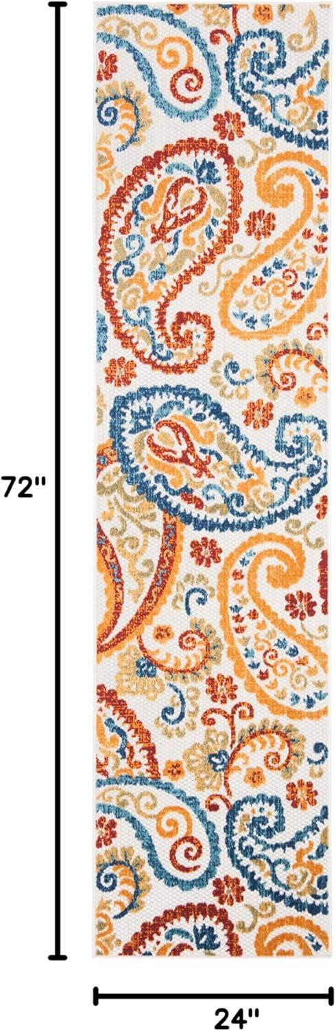 image:imageSAFAVIEH Washable Rug Outdoor Cabana Collection 8 x 10 Cream amp Navy NonShedding amp Easy to Clean Ideal for Patio Backyard Mudroom CBN887ACreamNavy