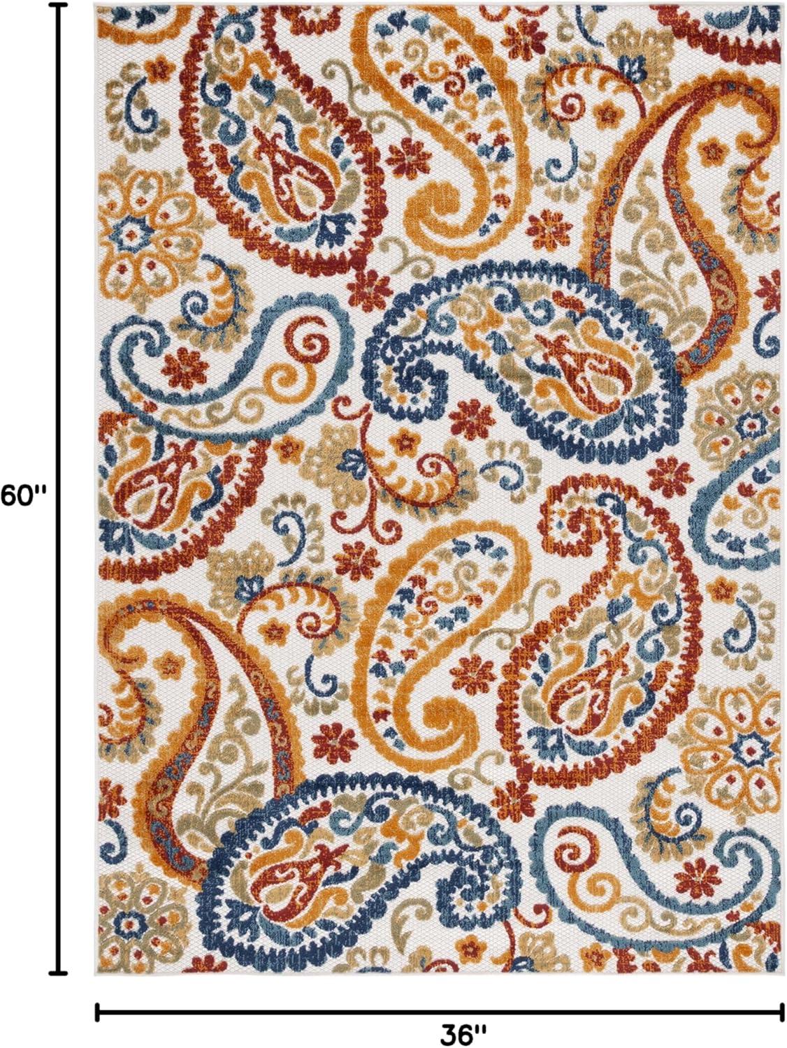 image:imageSAFAVIEH Washable Rug Outdoor Cabana Collection 8 x 10 Cream amp Navy NonShedding amp Easy to Clean Ideal for Patio Backyard Mudroom CBN887ACreamNavy