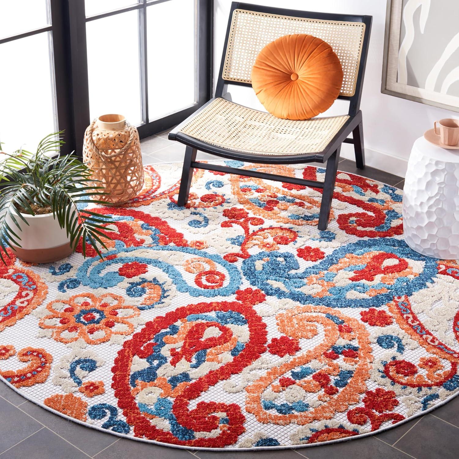 image:imageSAFAVIEH Washable Rug Outdoor Cabana Collection 8 x 10 Cream amp Navy NonShedding amp Easy to Clean Ideal for Patio Backyard Mudroom CBN887ACreamNavy