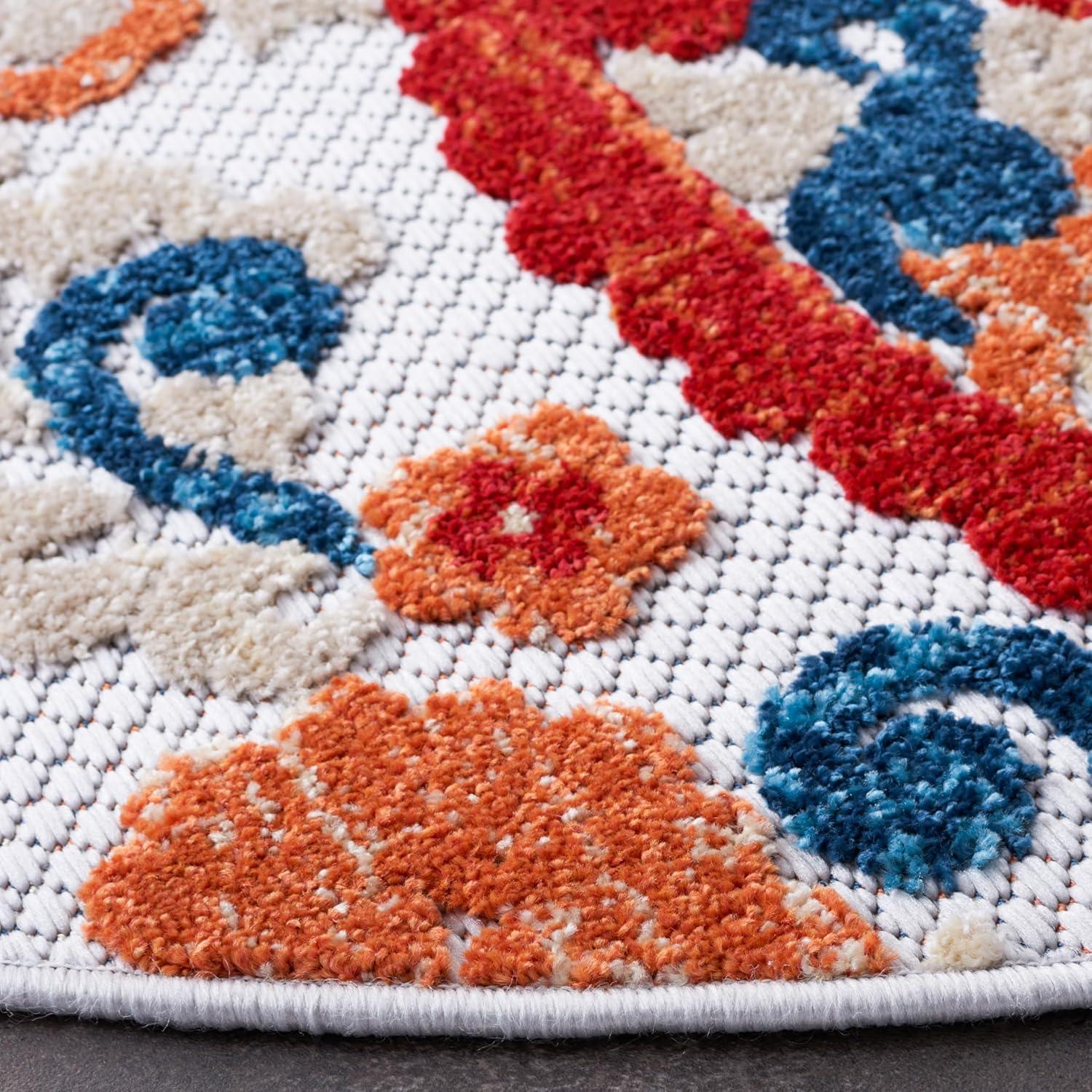 image:imageSAFAVIEH Washable Rug Outdoor Cabana Collection 8 x 10 Cream amp Navy NonShedding amp Easy to Clean Ideal for Patio Backyard Mudroom CBN887ACreamNavy