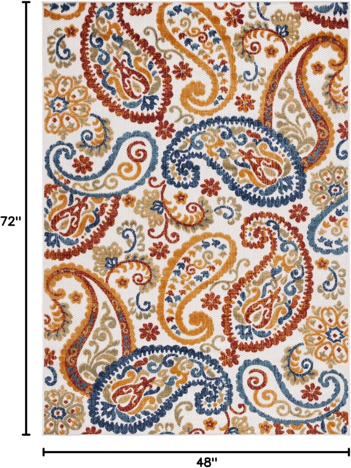 image:imageSAFAVIEH Washable Rug Outdoor Cabana Collection 8 x 10 Cream amp Navy NonShedding amp Easy to Clean Ideal for Patio Backyard Mudroom CBN887ACreamNavy