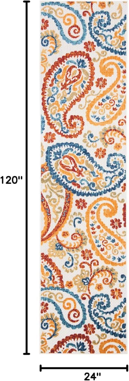 image:imageSAFAVIEH Washable Rug Outdoor Cabana Collection 8 x 10 Cream amp Navy NonShedding amp Easy to Clean Ideal for Patio Backyard Mudroom CBN887ACreamNavy