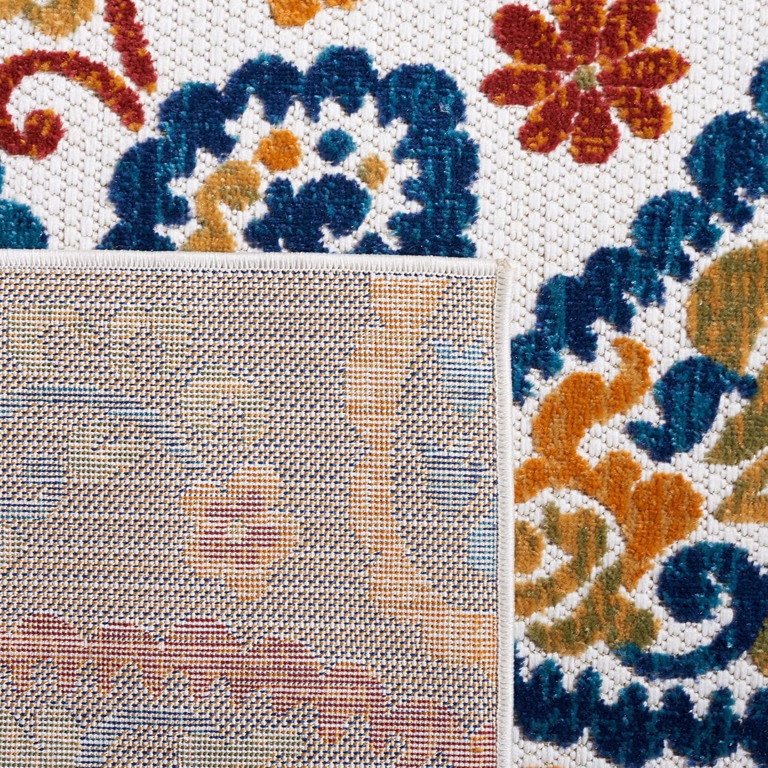 image:imageSAFAVIEH Washable Rug Outdoor Cabana Collection 8 x 10 Cream amp Navy NonShedding amp Easy to Clean Ideal for Patio Backyard Mudroom CBN887ACreamNavy