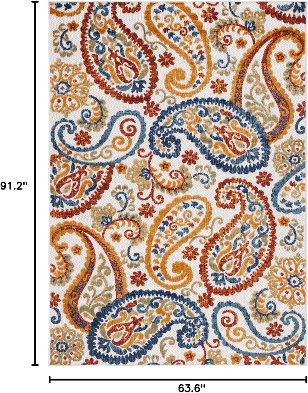 image:imageSAFAVIEH Washable Rug Outdoor Cabana Collection 8 x 10 Cream amp Navy NonShedding amp Easy to Clean Ideal for Patio Backyard Mudroom CBN887ACreamNavy