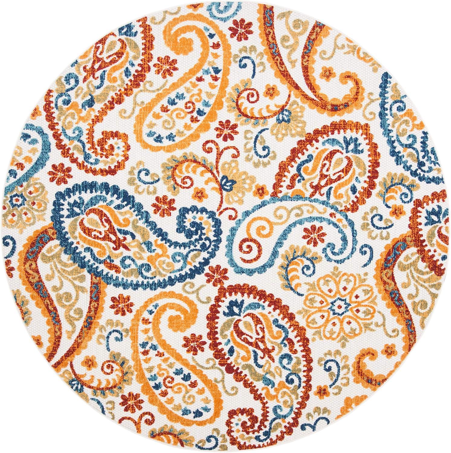 image:imageSAFAVIEH Washable Rug Outdoor Cabana Collection 8 x 10 Cream amp Navy NonShedding amp Easy to Clean Ideal for Patio Backyard Mudroom CBN887ACreamNavy