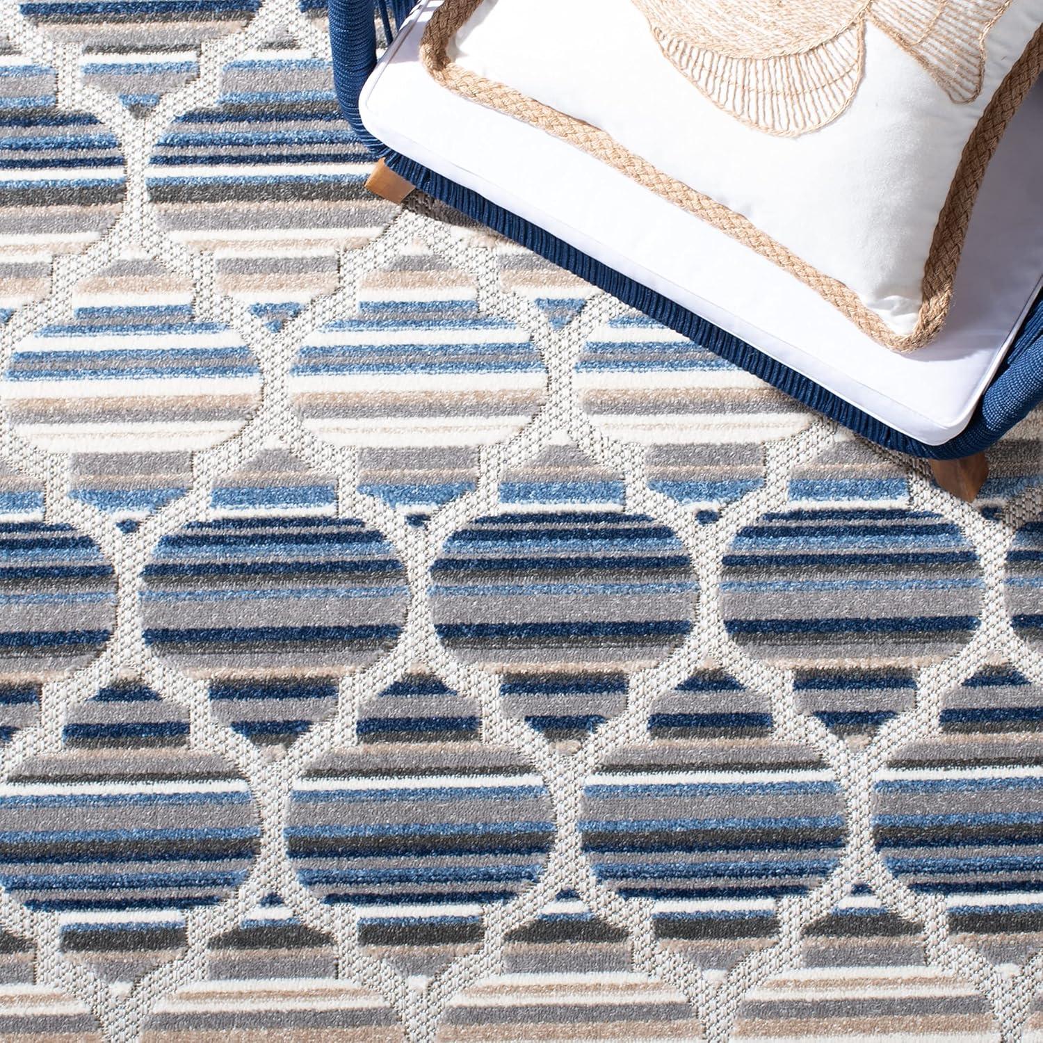 image:imageSAFAVIEH Washable Rug Outdoor Cabana Collection 8 x 10 Grey amp Ivory NonShedding amp Easy to Clean Ideal for Patio Backyard Mudroom CBN333FBlueGrey