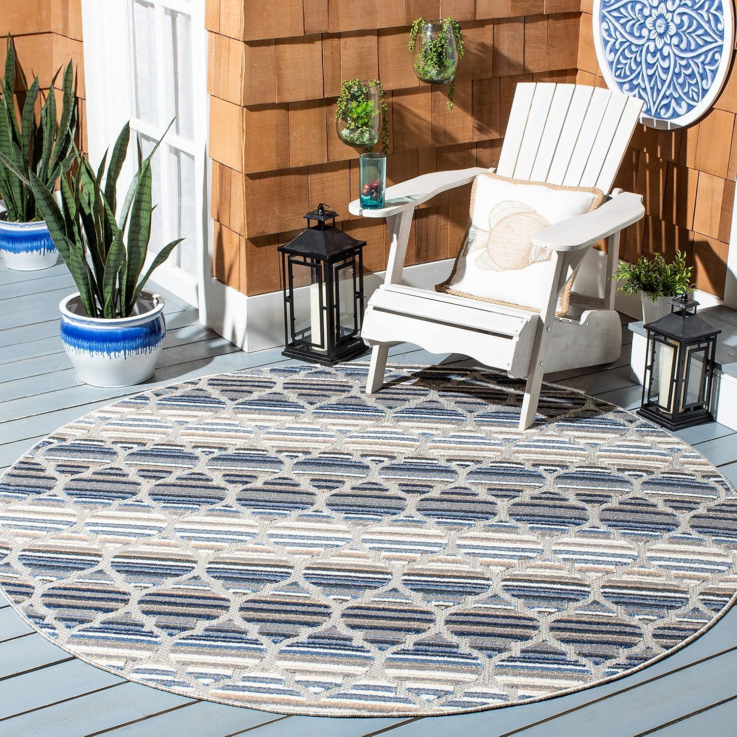 image:imageSAFAVIEH Washable Rug Outdoor Cabana Collection 8 x 10 Grey amp Ivory NonShedding amp Easy to Clean Ideal for Patio Backyard Mudroom CBN333FBlueGrey