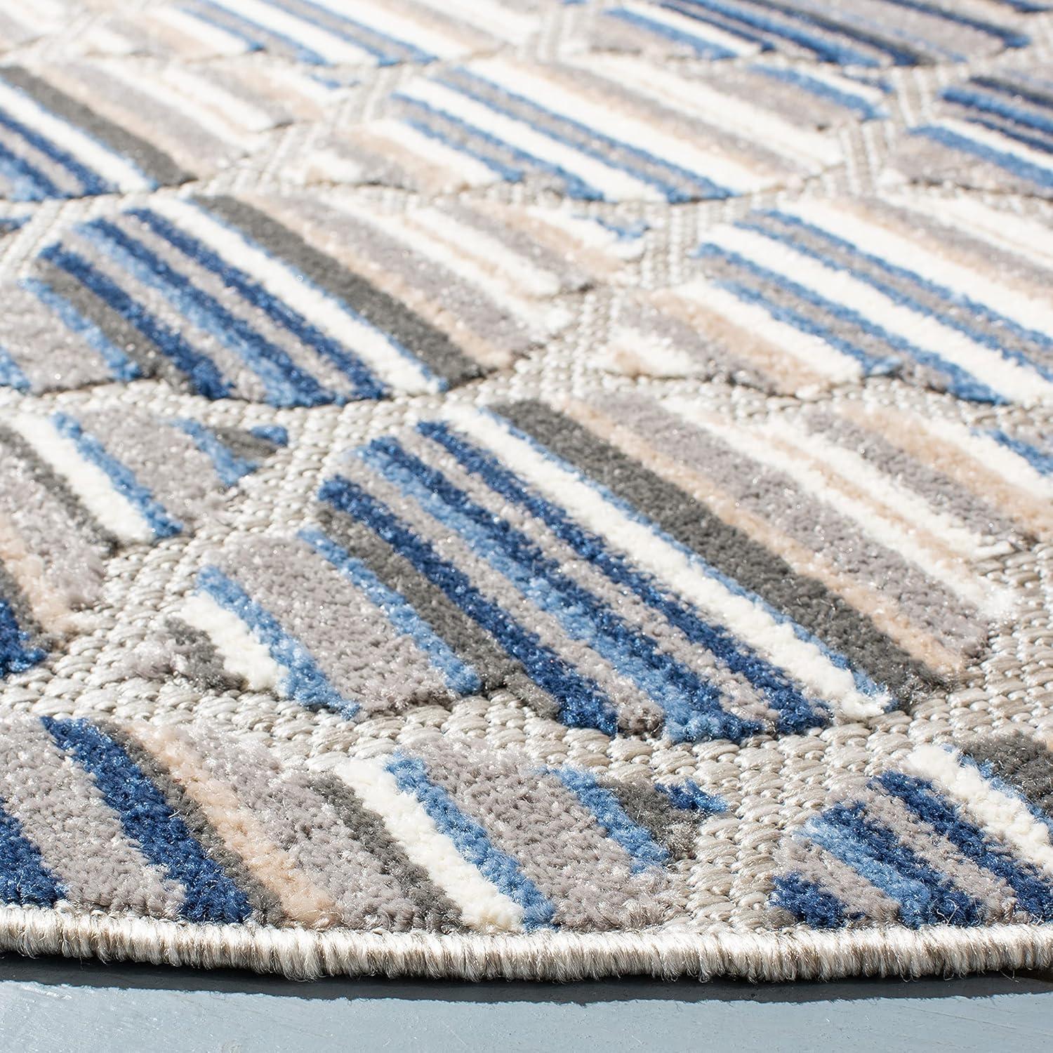 image:imageSAFAVIEH Washable Rug Outdoor Cabana Collection 8 x 10 Grey amp Ivory NonShedding amp Easy to Clean Ideal for Patio Backyard Mudroom CBN333FBlueGrey