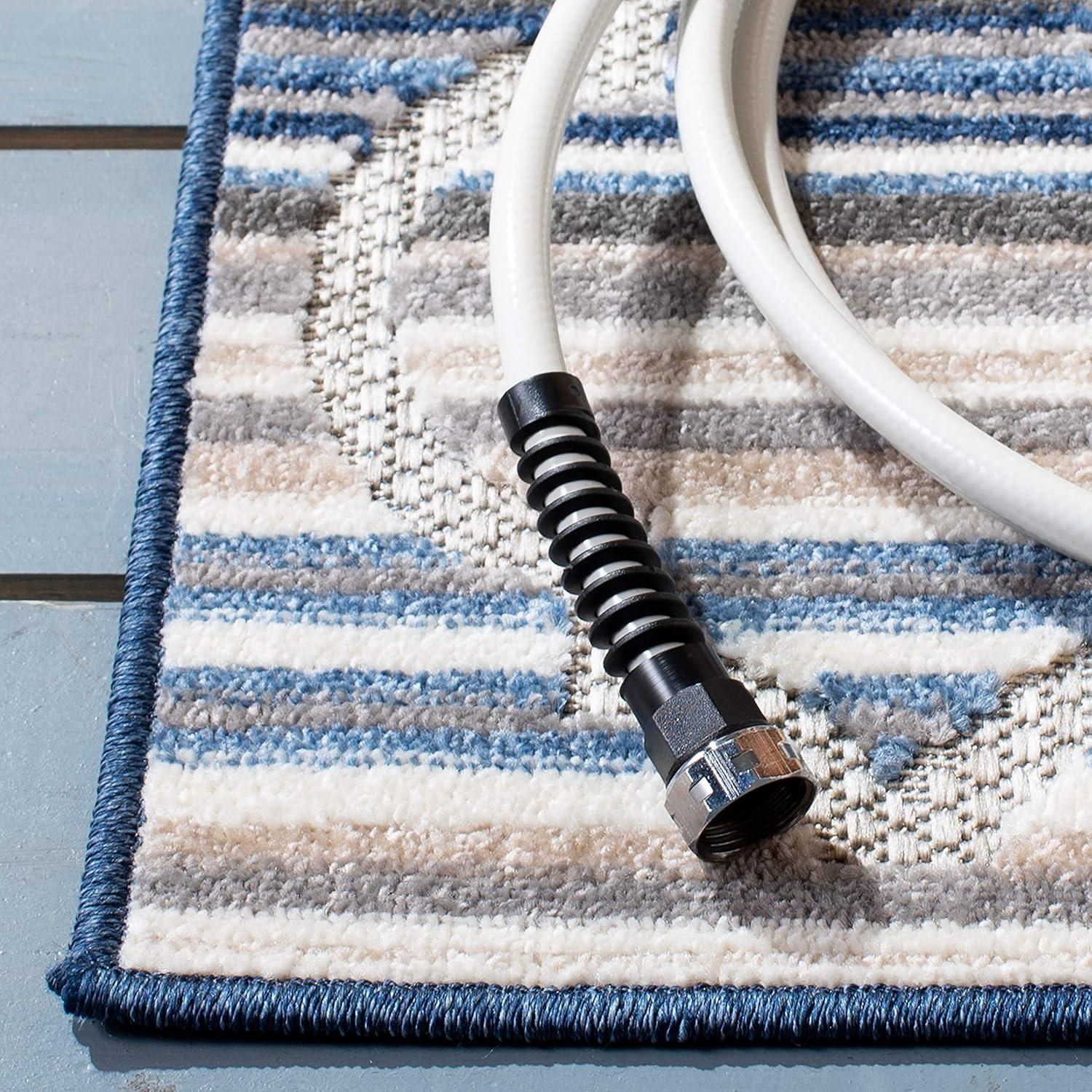 image:imageSAFAVIEH Washable Rug Outdoor Cabana Collection 8 x 10 Grey amp Ivory NonShedding amp Easy to Clean Ideal for Patio Backyard Mudroom CBN333FBlueGrey