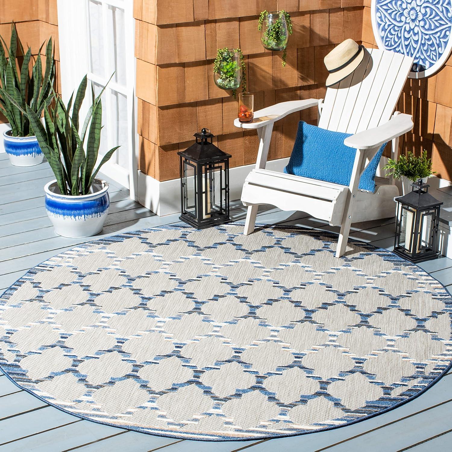 image:imageSAFAVIEH Washable Rug Outdoor Cabana Collection 8 x 10 Grey amp Ivory NonShedding amp Easy to Clean Ideal for Patio Backyard Mudroom CBN333FGreyBlue
