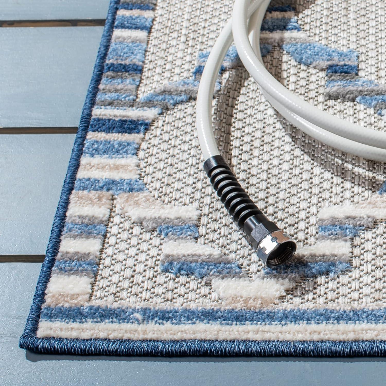 image:imageSAFAVIEH Washable Rug Outdoor Cabana Collection 8 x 10 Grey amp Ivory NonShedding amp Easy to Clean Ideal for Patio Backyard Mudroom CBN333FGreyBlue