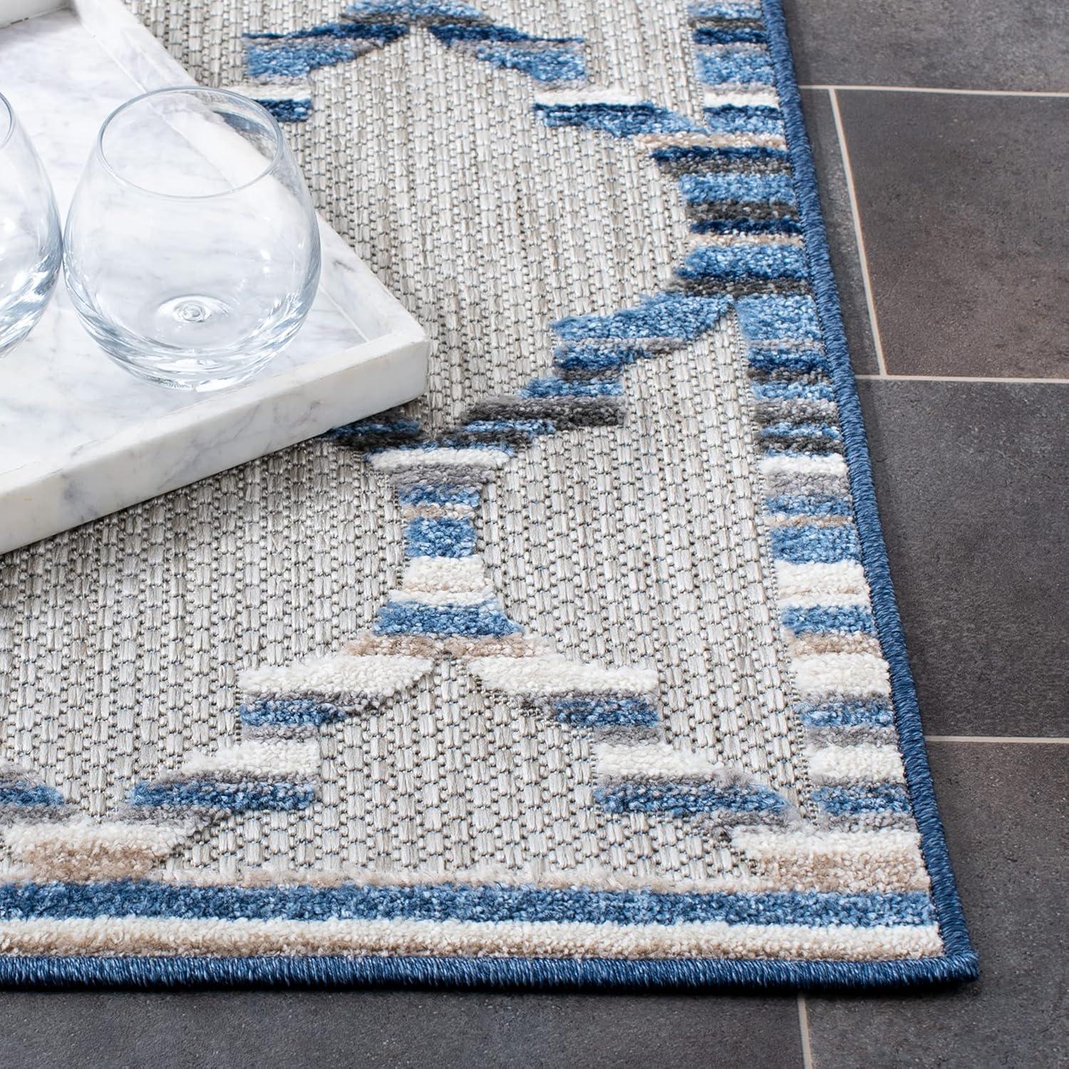 image:imageSAFAVIEH Washable Rug Outdoor Cabana Collection 8 x 10 Grey amp Ivory NonShedding amp Easy to Clean Ideal for Patio Backyard Mudroom CBN333FGreyBlue