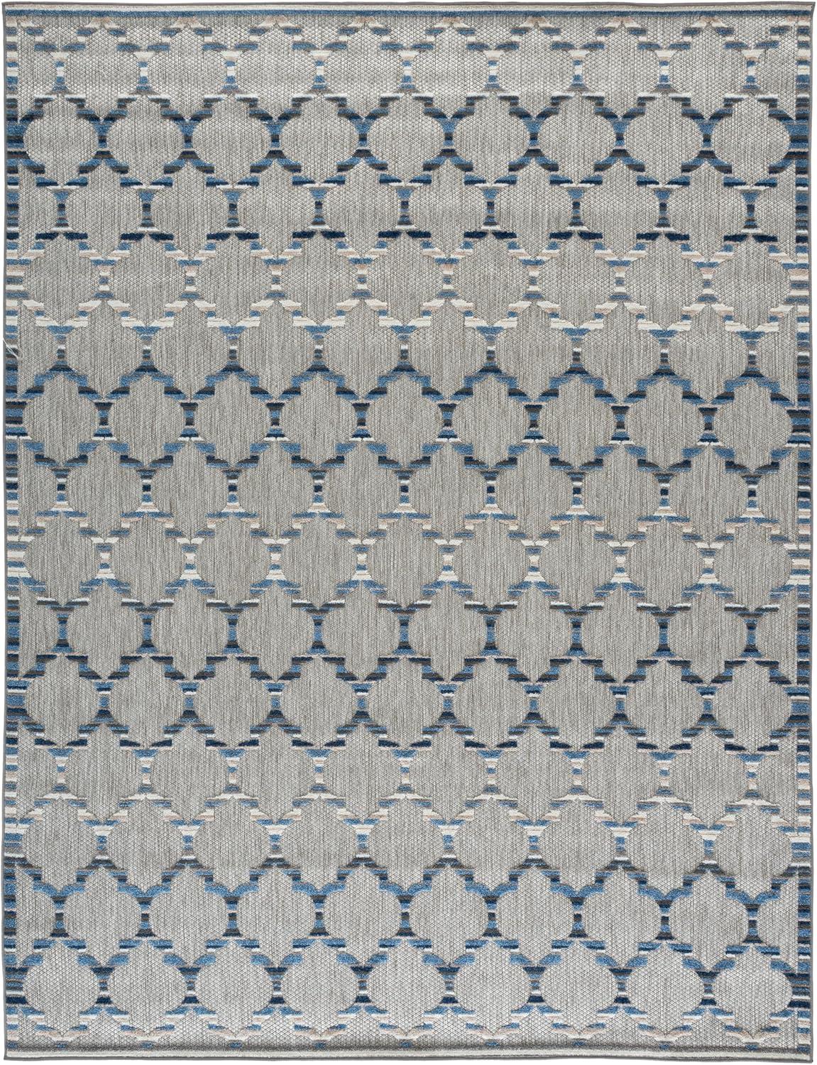 image:imageSAFAVIEH Washable Rug Outdoor Cabana Collection 8 x 10 Grey amp Ivory NonShedding amp Easy to Clean Ideal for Patio Backyard Mudroom CBN333FGreyBlue