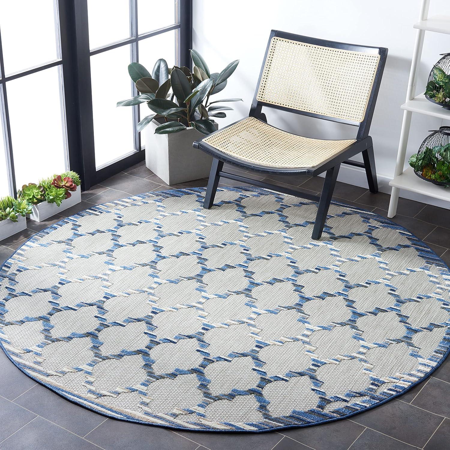 image:imageSAFAVIEH Washable Rug Outdoor Cabana Collection 8 x 10 Grey amp Ivory NonShedding amp Easy to Clean Ideal for Patio Backyard Mudroom CBN333FGreyBlue
