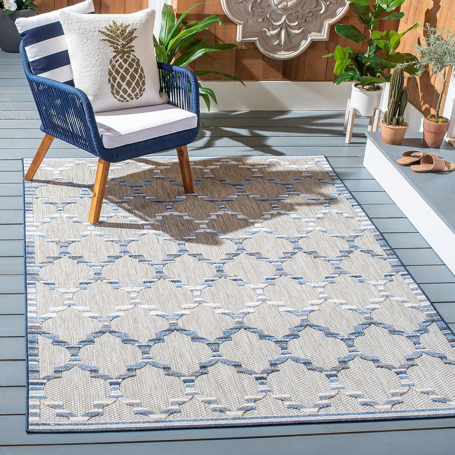 image:imageSAFAVIEH Washable Rug Outdoor Cabana Collection 8 x 10 Grey amp Ivory NonShedding amp Easy to Clean Ideal for Patio Backyard Mudroom CBN333FGreyBlue