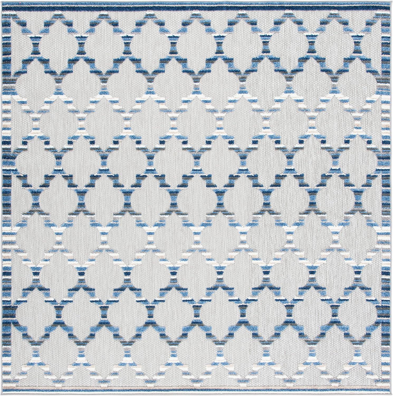 image:imageSAFAVIEH Washable Rug Outdoor Cabana Collection 8 x 10 Grey amp Ivory NonShedding amp Easy to Clean Ideal for Patio Backyard Mudroom CBN333FGreyBlue