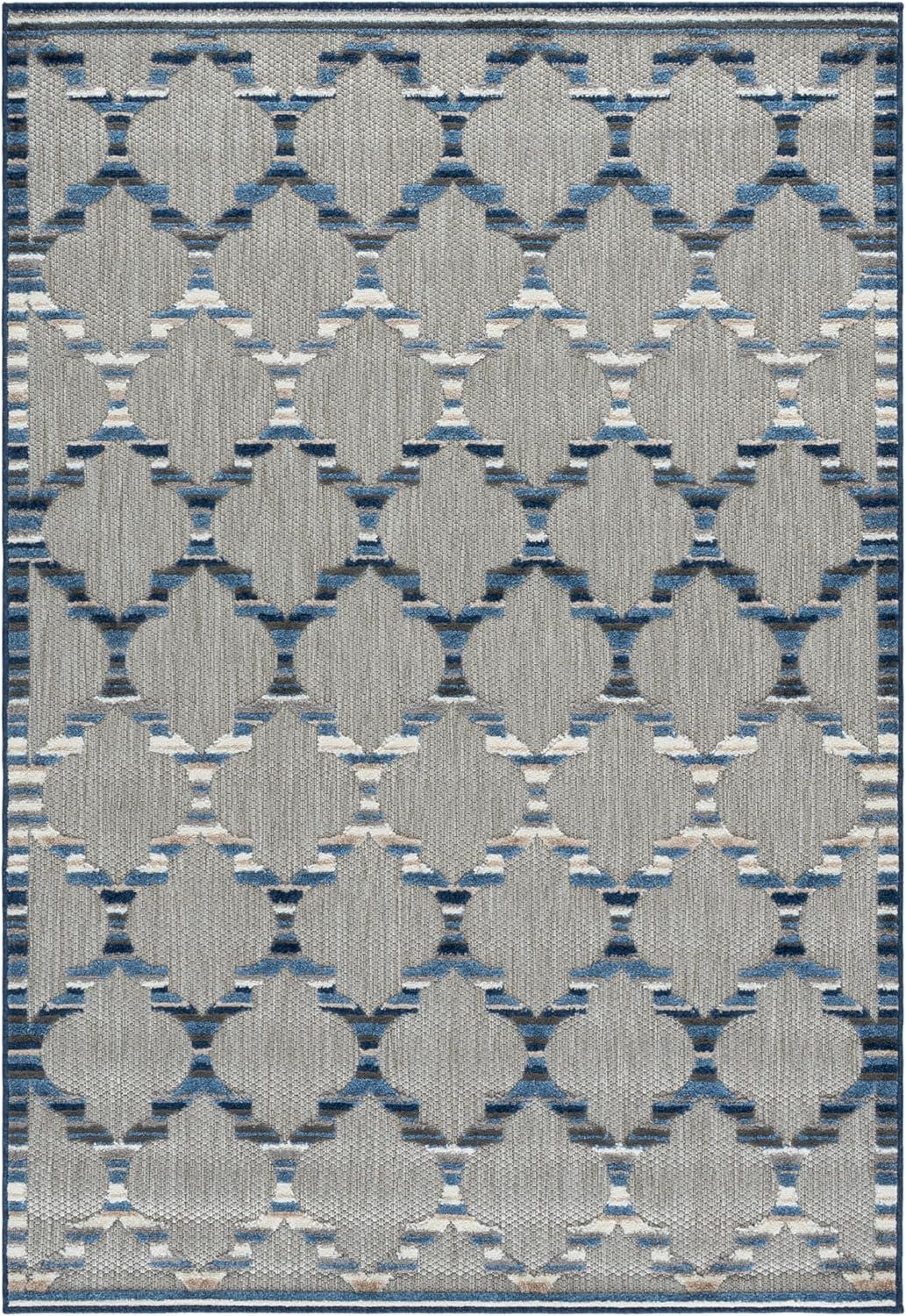 image:imageSAFAVIEH Washable Rug Outdoor Cabana Collection 8 x 10 Grey amp Ivory NonShedding amp Easy to Clean Ideal for Patio Backyard Mudroom CBN333FGreyBlue