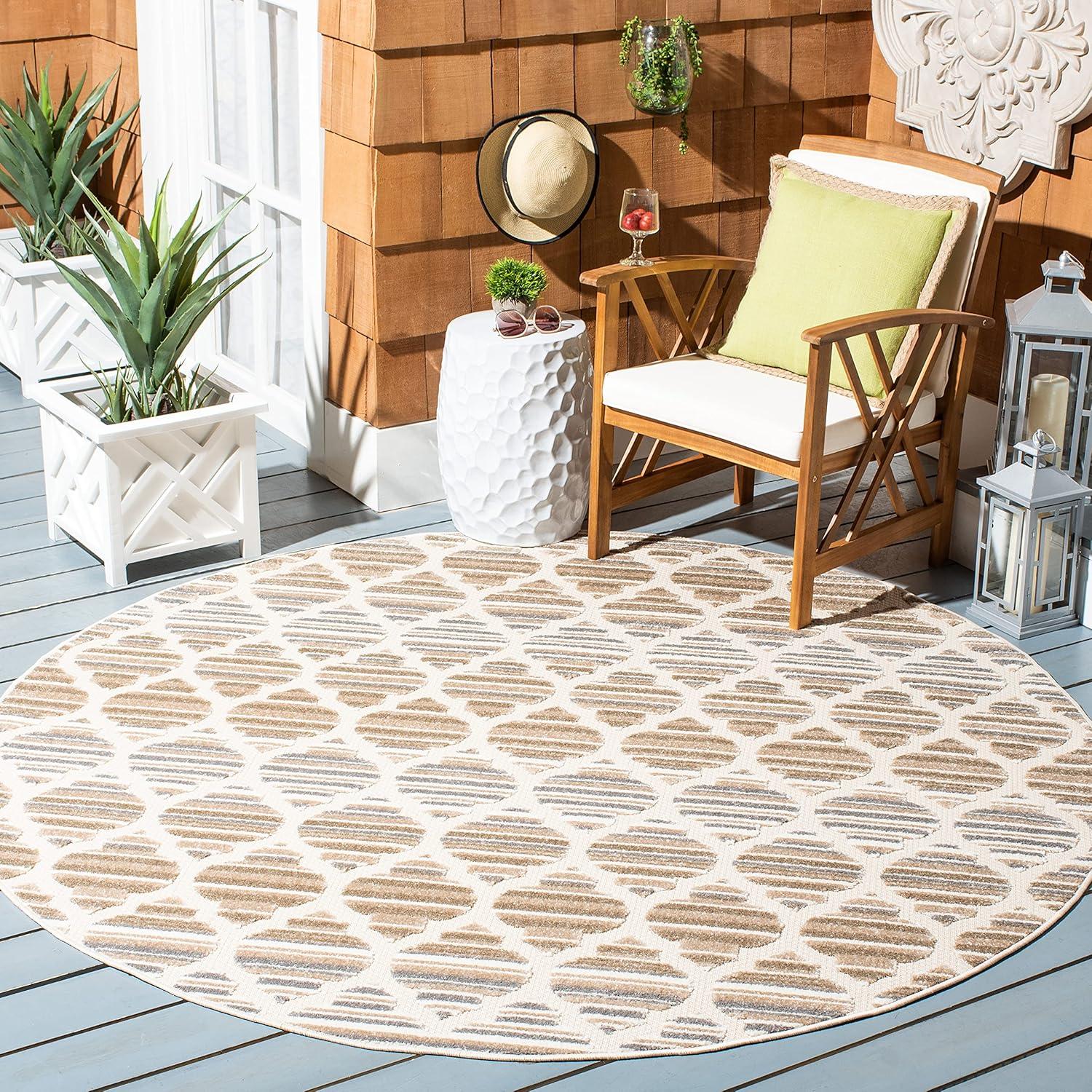 image:imageSAFAVIEH Washable Rug Outdoor Cabana Collection 8 x 10 Grey amp Ivory NonShedding amp Easy to Clean Ideal for Patio Backyard Mudroom CBN333FGreyIvory