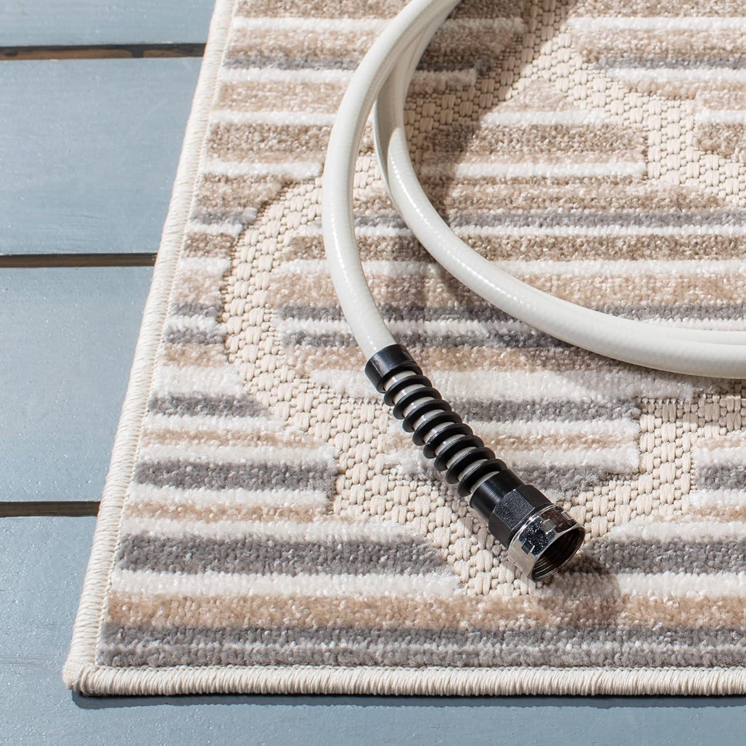 image:imageSAFAVIEH Washable Rug Outdoor Cabana Collection 8 x 10 Grey amp Ivory NonShedding amp Easy to Clean Ideal for Patio Backyard Mudroom CBN333FGreyIvory