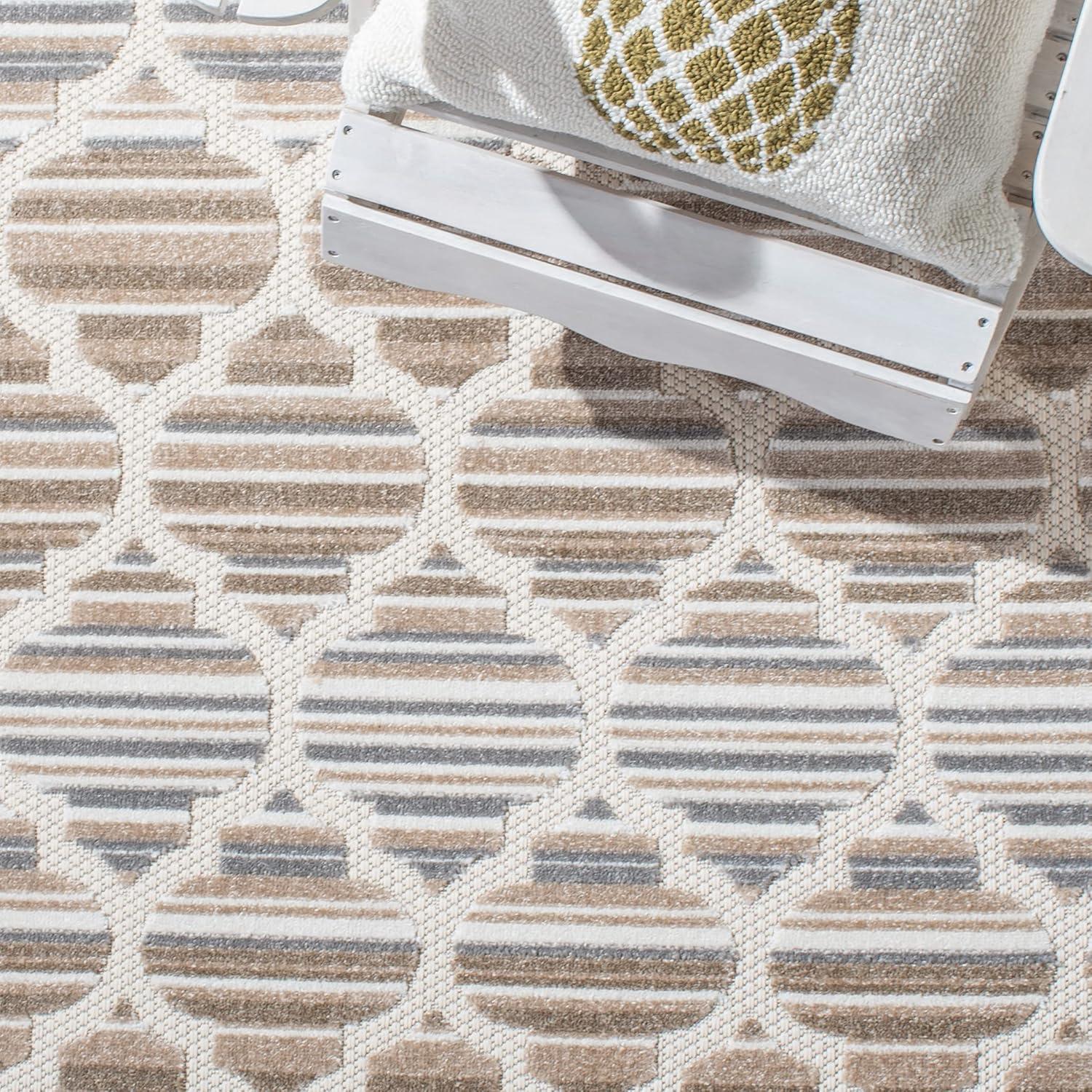image:imageSAFAVIEH Washable Rug Outdoor Cabana Collection 8 x 10 Grey amp Ivory NonShedding amp Easy to Clean Ideal for Patio Backyard Mudroom CBN333FGreyIvory