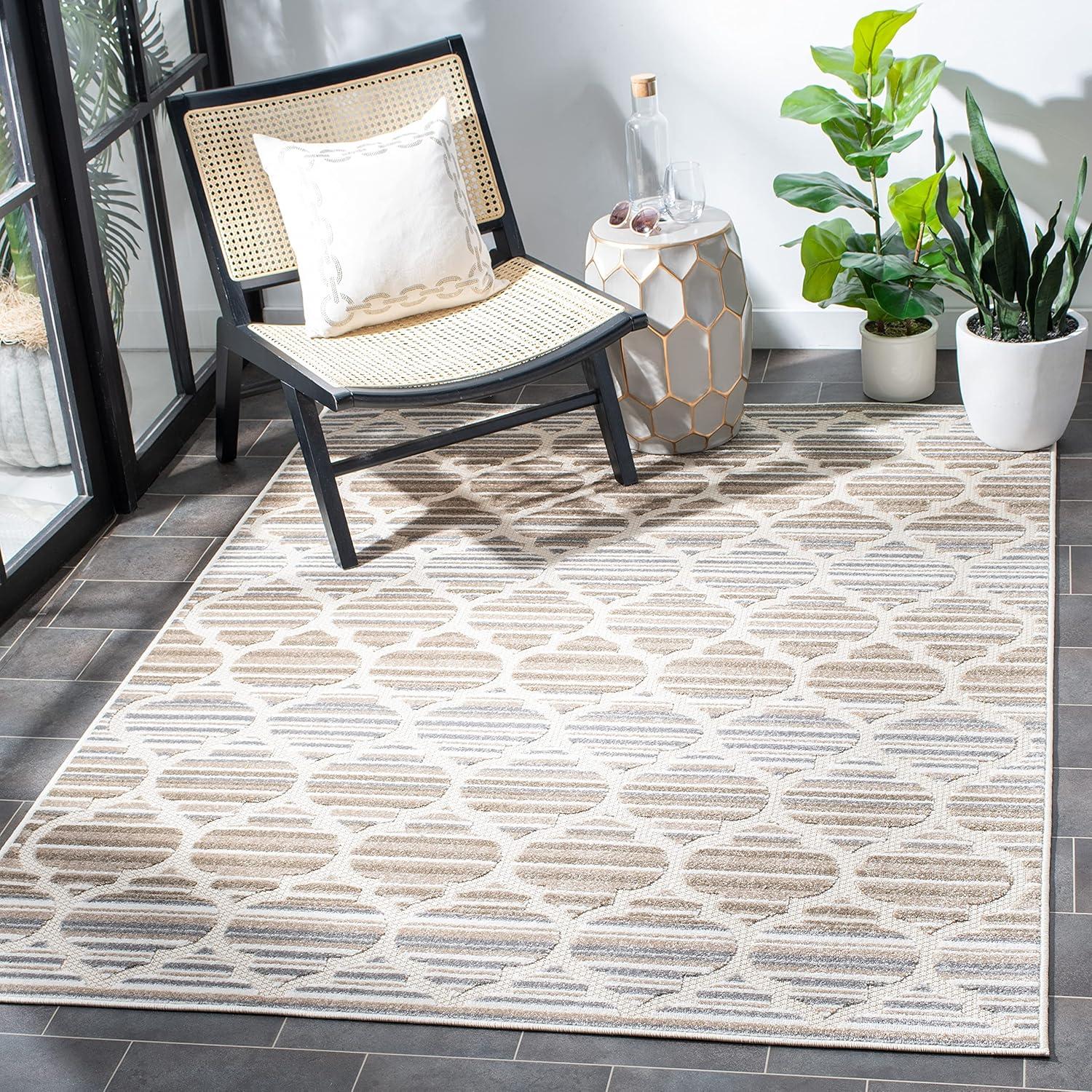 image:imageSAFAVIEH Washable Rug Outdoor Cabana Collection 8 x 10 Grey amp Ivory NonShedding amp Easy to Clean Ideal for Patio Backyard Mudroom CBN333FGreyIvory