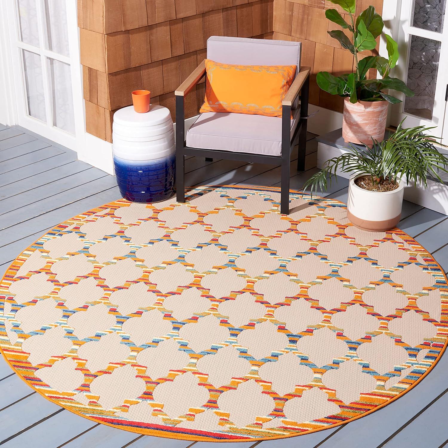 image:imageSAFAVIEH Washable Rug Outdoor Cabana Collection 8 x 10 Grey amp Ivory NonShedding amp Easy to Clean Ideal for Patio Backyard Mudroom CBN333FIvoryOrange
