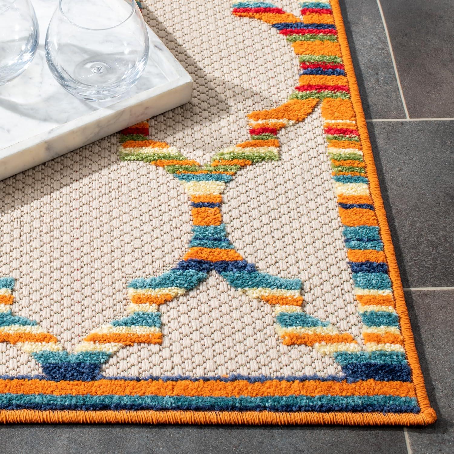 image:imageSAFAVIEH Washable Rug Outdoor Cabana Collection 8 x 10 Grey amp Ivory NonShedding amp Easy to Clean Ideal for Patio Backyard Mudroom CBN333FIvoryOrange