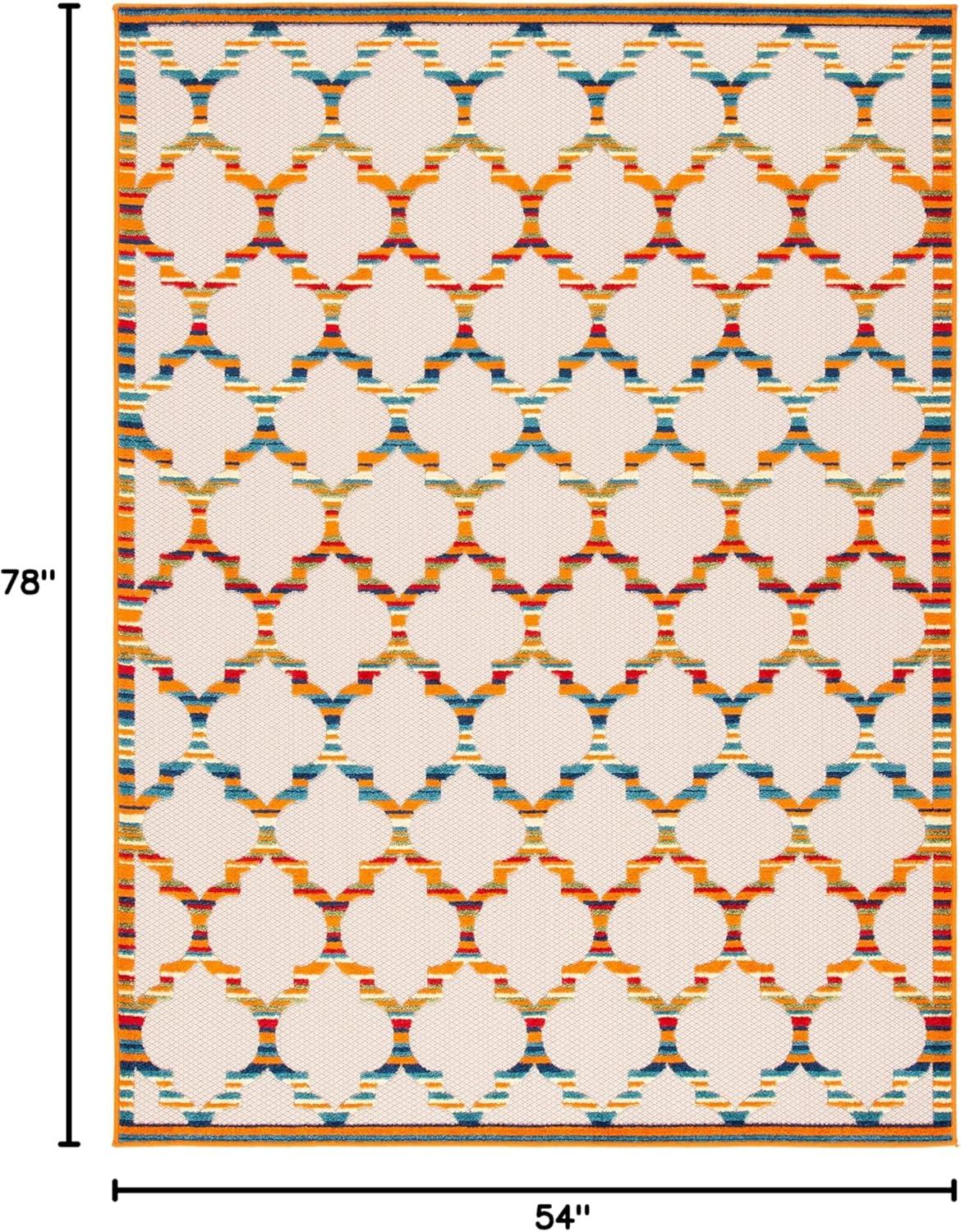 image:imageSAFAVIEH Washable Rug Outdoor Cabana Collection 8 x 10 Grey amp Ivory NonShedding amp Easy to Clean Ideal for Patio Backyard Mudroom CBN333FIvoryOrange