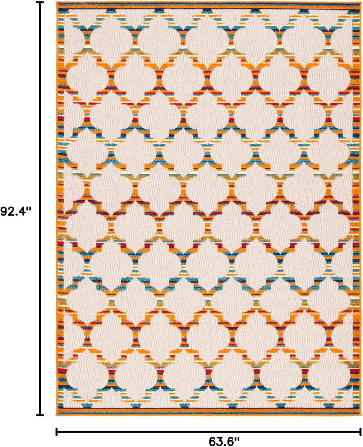 image:imageSAFAVIEH Washable Rug Outdoor Cabana Collection 8 x 10 Grey amp Ivory NonShedding amp Easy to Clean Ideal for Patio Backyard Mudroom CBN333FIvoryOrange