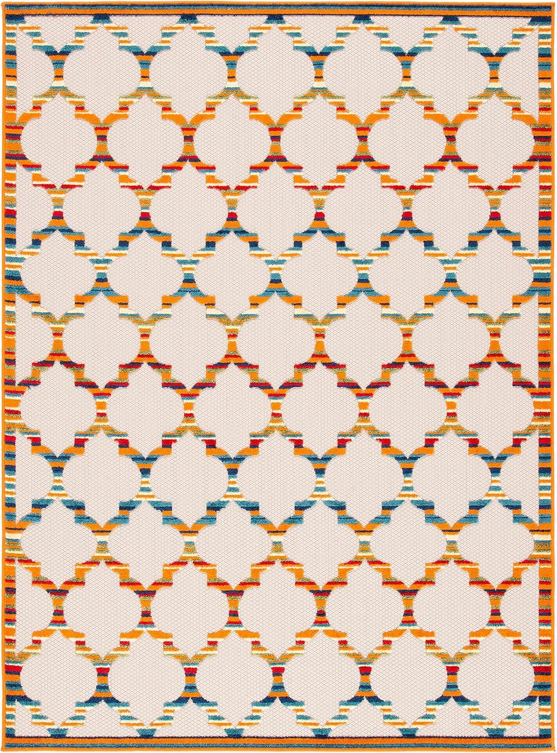 image:imageSAFAVIEH Washable Rug Outdoor Cabana Collection 8 x 10 Grey amp Ivory NonShedding amp Easy to Clean Ideal for Patio Backyard Mudroom CBN333FIvoryOrange