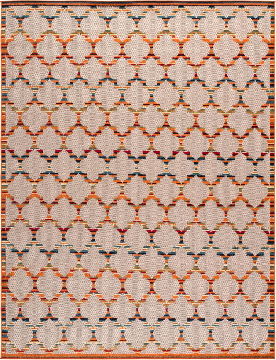 image:imageSAFAVIEH Washable Rug Outdoor Cabana Collection 8 x 10 Grey amp Ivory NonShedding amp Easy to Clean Ideal for Patio Backyard Mudroom CBN333FIvoryOrange