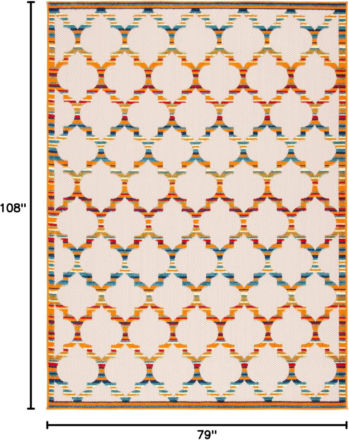image:imageSAFAVIEH Washable Rug Outdoor Cabana Collection 8 x 10 Grey amp Ivory NonShedding amp Easy to Clean Ideal for Patio Backyard Mudroom CBN333FIvoryOrange