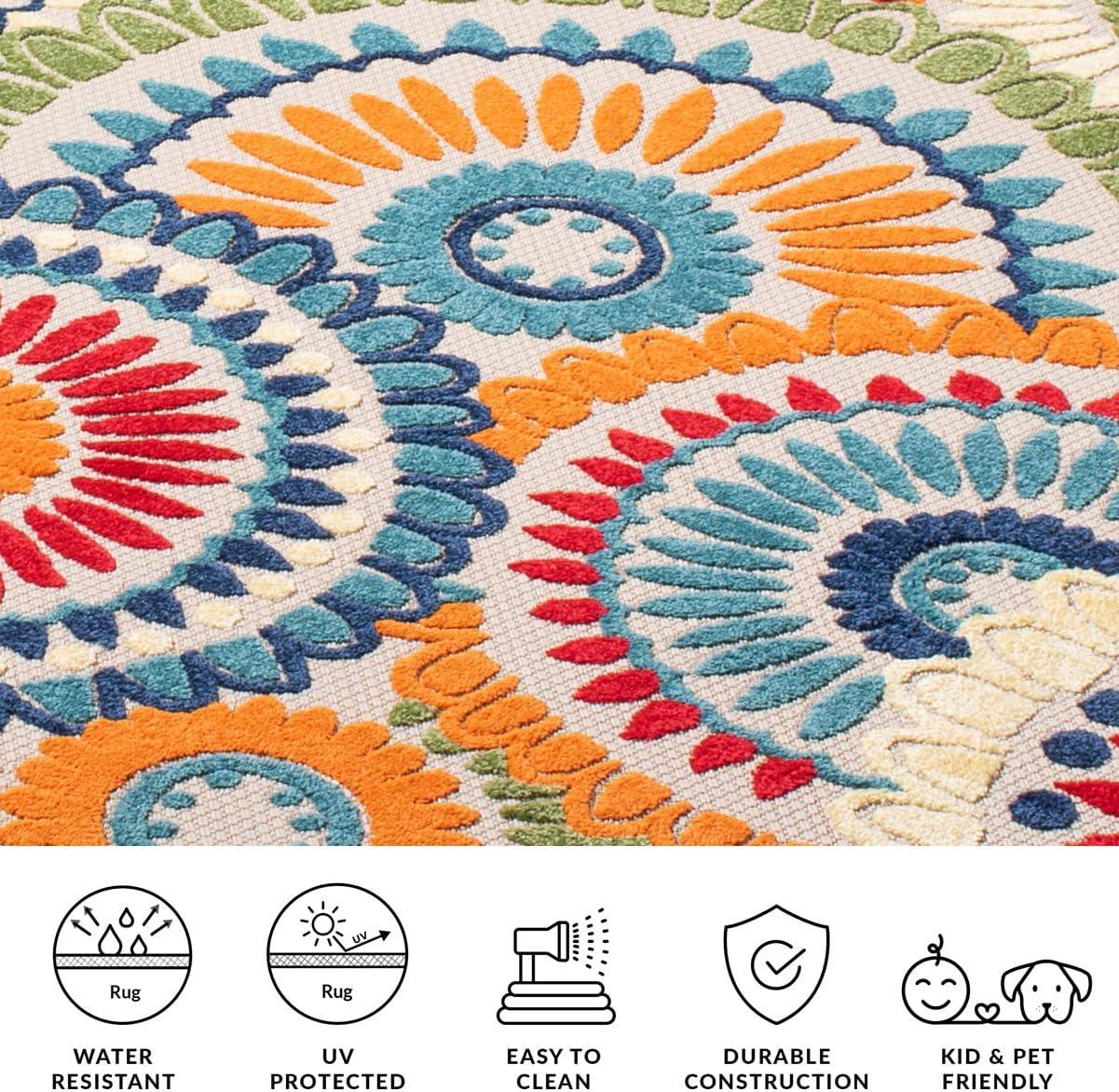 image:imageSAFAVIEH Washable Rug Outdoor Cabana Collection 8 x 10 Grey amp Ivory NonShedding amp Easy to Clean Ideal for Patio Backyard Mudroom CBN382FBlueIvory