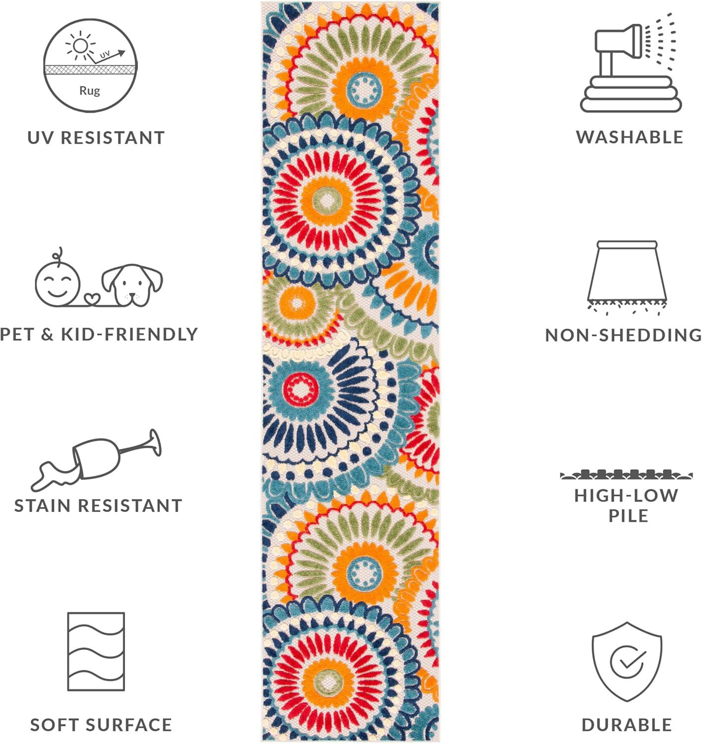 image:imageSAFAVIEH Washable Rug Outdoor Cabana Collection 8 x 10 Grey amp Ivory NonShedding amp Easy to Clean Ideal for Patio Backyard Mudroom CBN382FBlueIvory