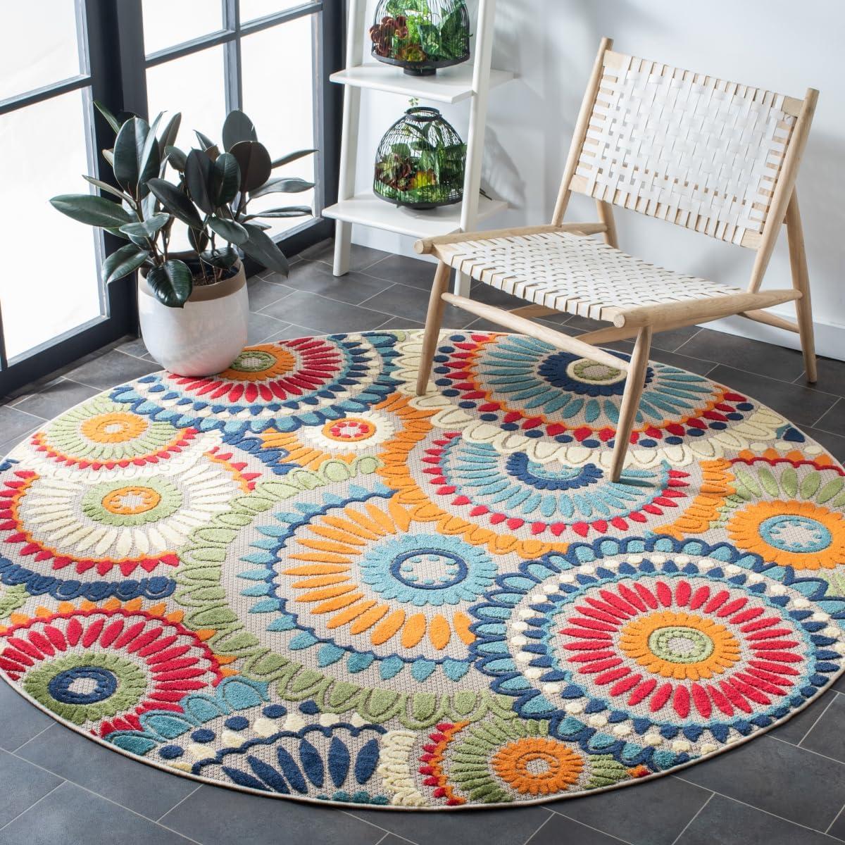 image:imageSAFAVIEH Washable Rug Outdoor Cabana Collection 8 x 10 Grey amp Ivory NonShedding amp Easy to Clean Ideal for Patio Backyard Mudroom CBN382FBlueIvory